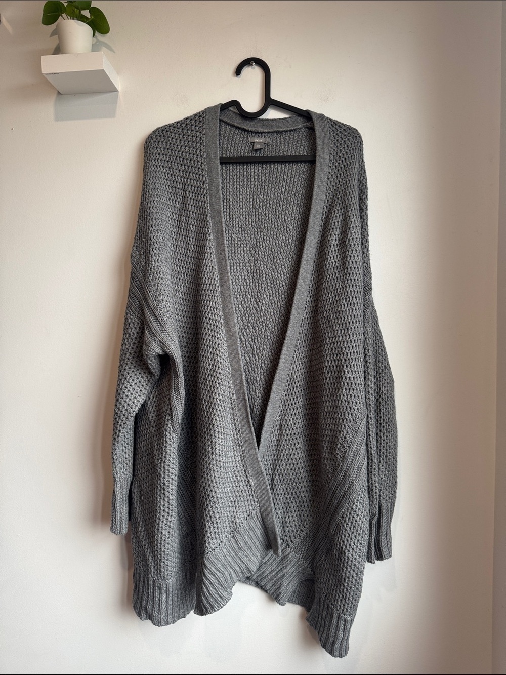 Aerie Oversized Gray Open-Front Loose Knit Cardigan
